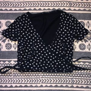 Navy blue Brandy Melville cross tie top